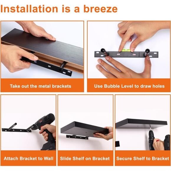 Floating Shelves for Wall, Wall Mounted Rustic Wood Shelves - Picture 5 of 7